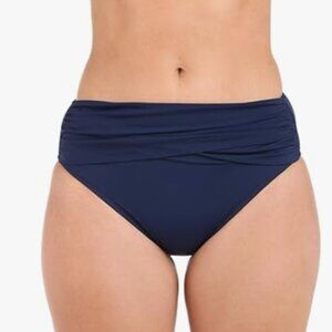 La Blanca Island Goddess Banded Mid Waist Pant Bikini Swimsuit Bottom Indigo US8